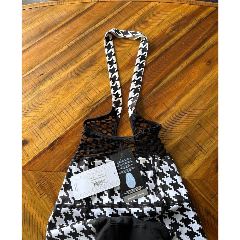 SheBeest Petunia Bib Shorts Women’s Small NWT Houndstooth Cycling Bike Padded - Picture 2 of 5